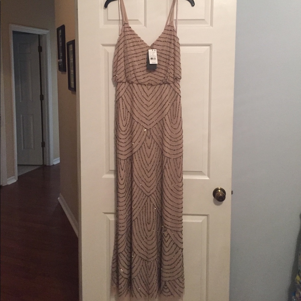 NWT Adrianna Papell long beaded dress size 8P.