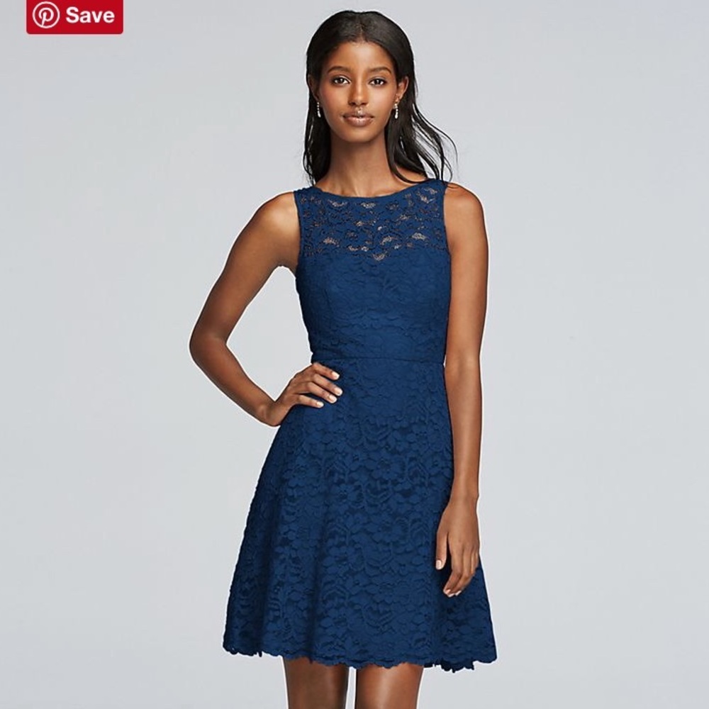 Short Sleeveless All Over Lace Bridesmaid Dress