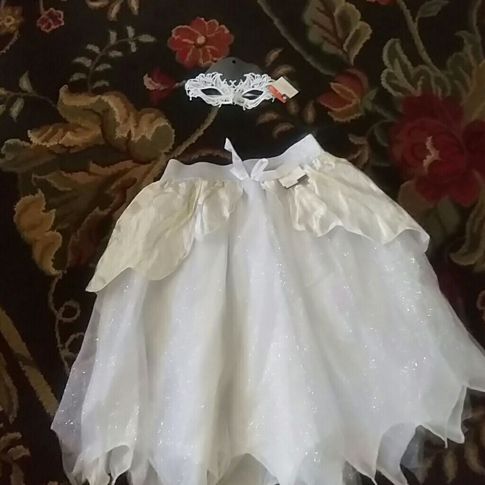 NWT white swan skirt and masquerade mask