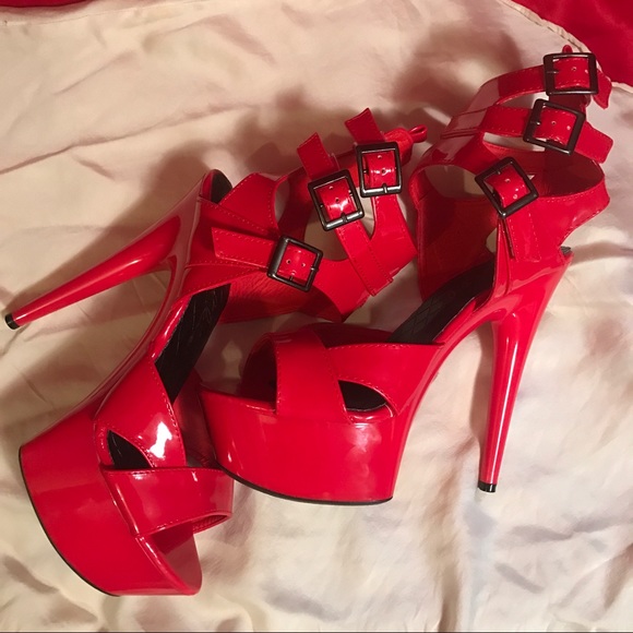 Red Ellie Platform Heels Size 9 - Picture 6 of 6