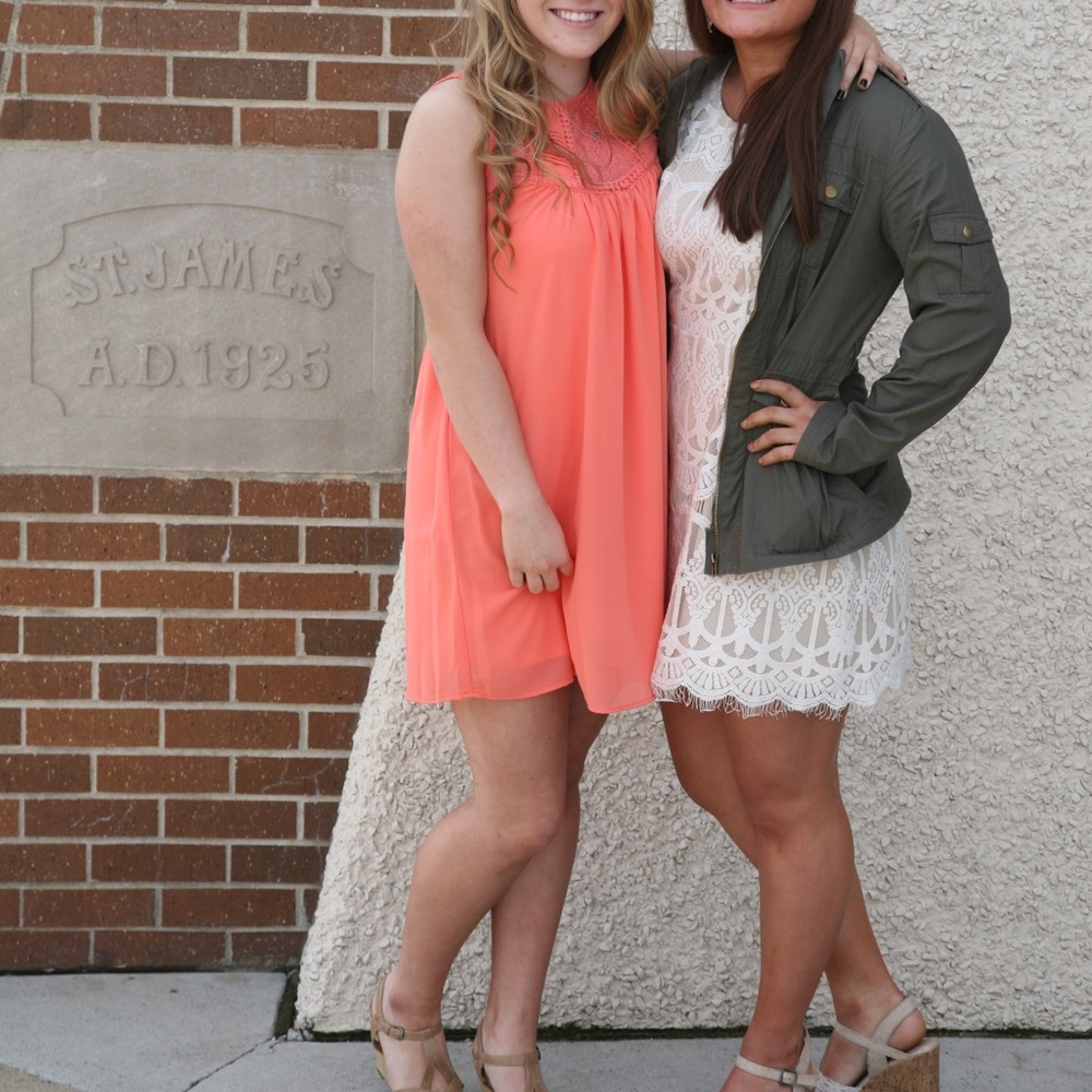 Coral neck rise mini dress