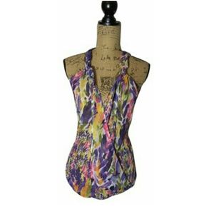 CAbi Style #730 Petals Draped Open Front Top SZ S