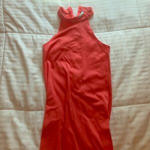 Small Coral Midi Body Con Dress