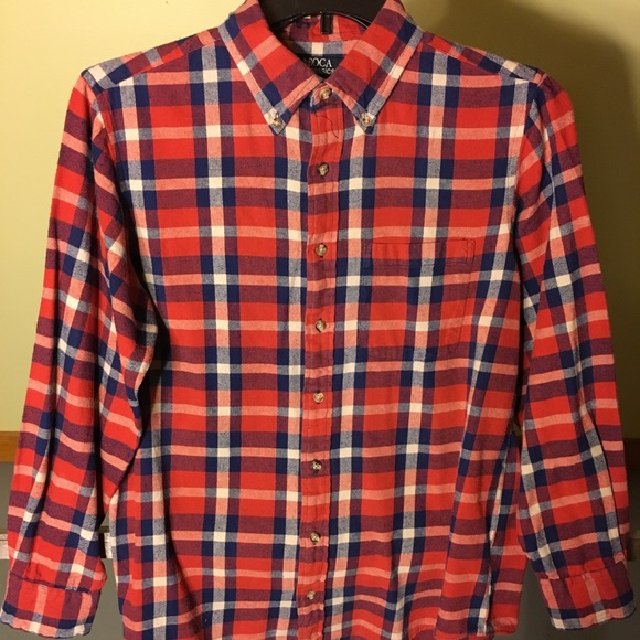 Boca Classics Red/Blue/Plaid Regular Flannel M - Picture 1 of 2