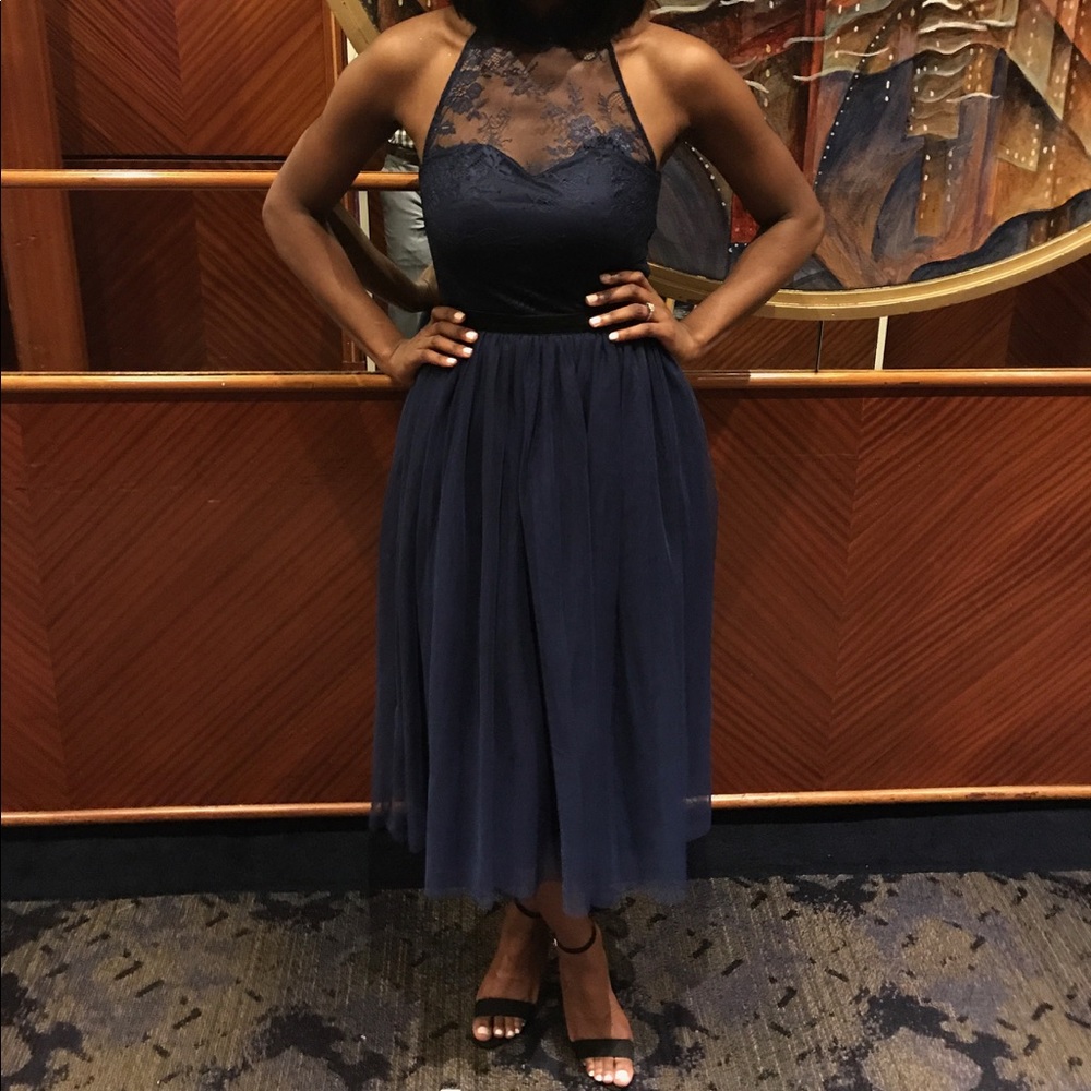 Asos blue lace midi dress