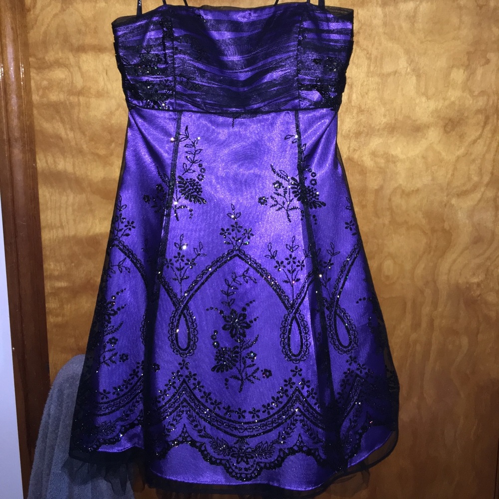 Purple and Black Semi-Formal Dress