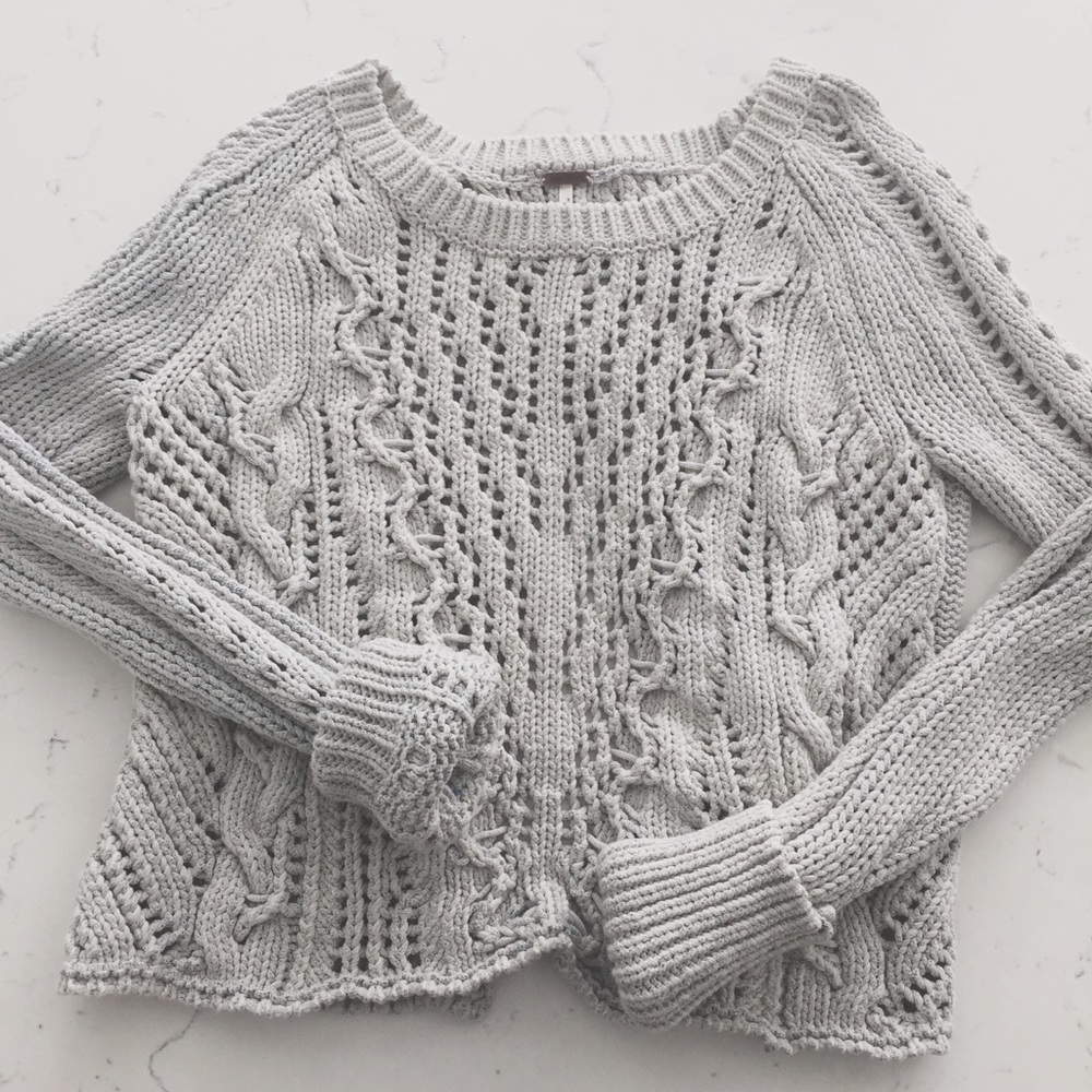 Free People Grey Chunky Open Back Sweater - XS