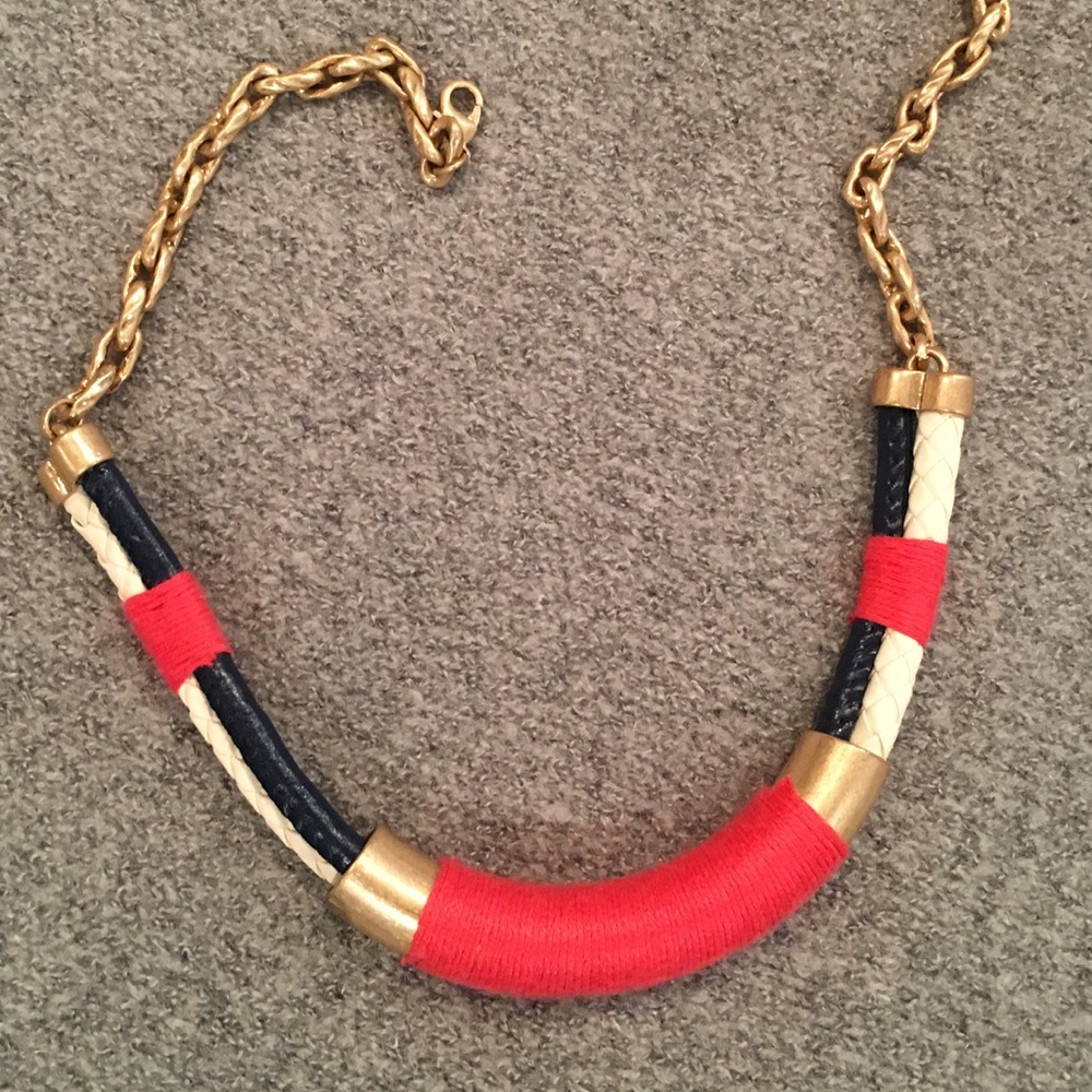 Anthro braided leather and metal necklace