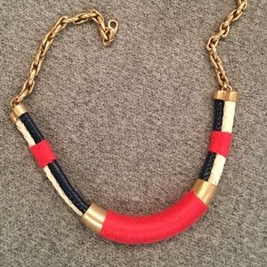 Anthro braided leather and metal necklace