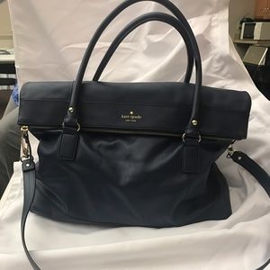 Kate Spade navy leather travel tote/ weekend tote