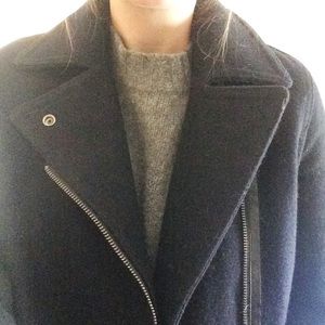 Gap Navy wool Moto jacket with cocoon shape