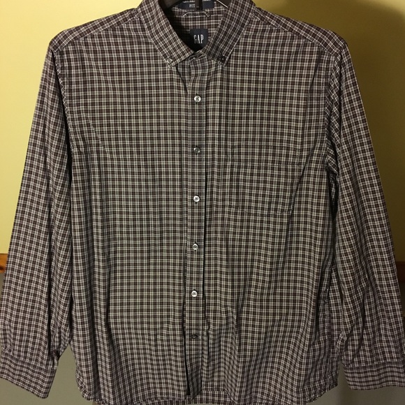 GAP Black/Plaid Fitted Button Down Shirt L - Picture 1 of 2