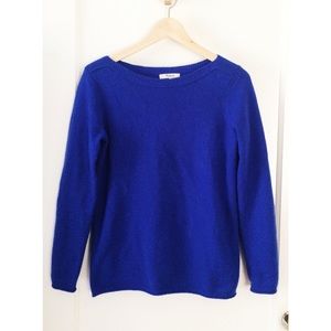 Cobalt blue boat neck merino wool sweater Madewell