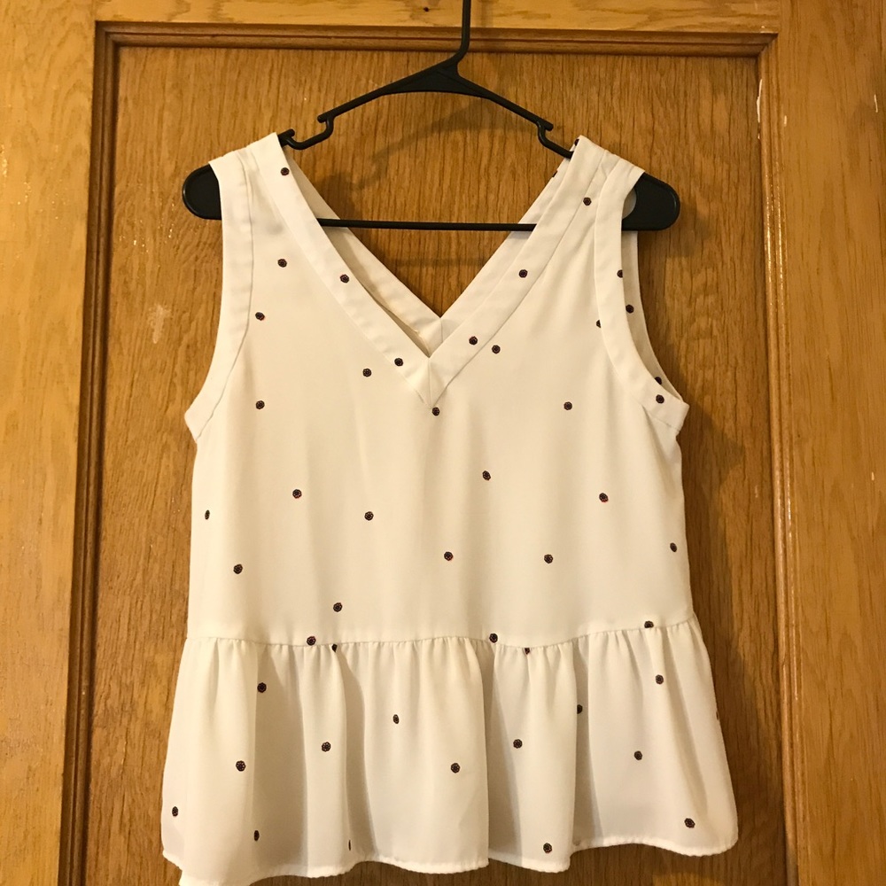 White silk peplum drop waste tank