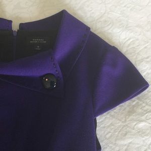 Purple Tahari cap sleeve dress with patent belt