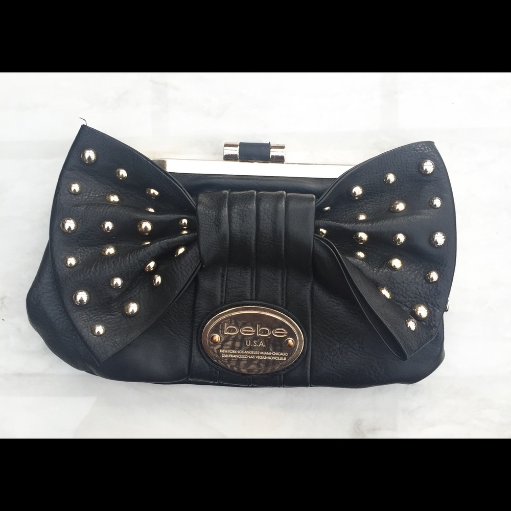 Bebe | Stephanie stud bow frame clutch
