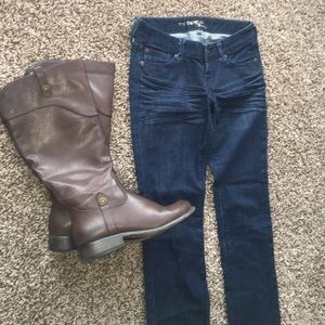 Dark denim express jeans, size 0