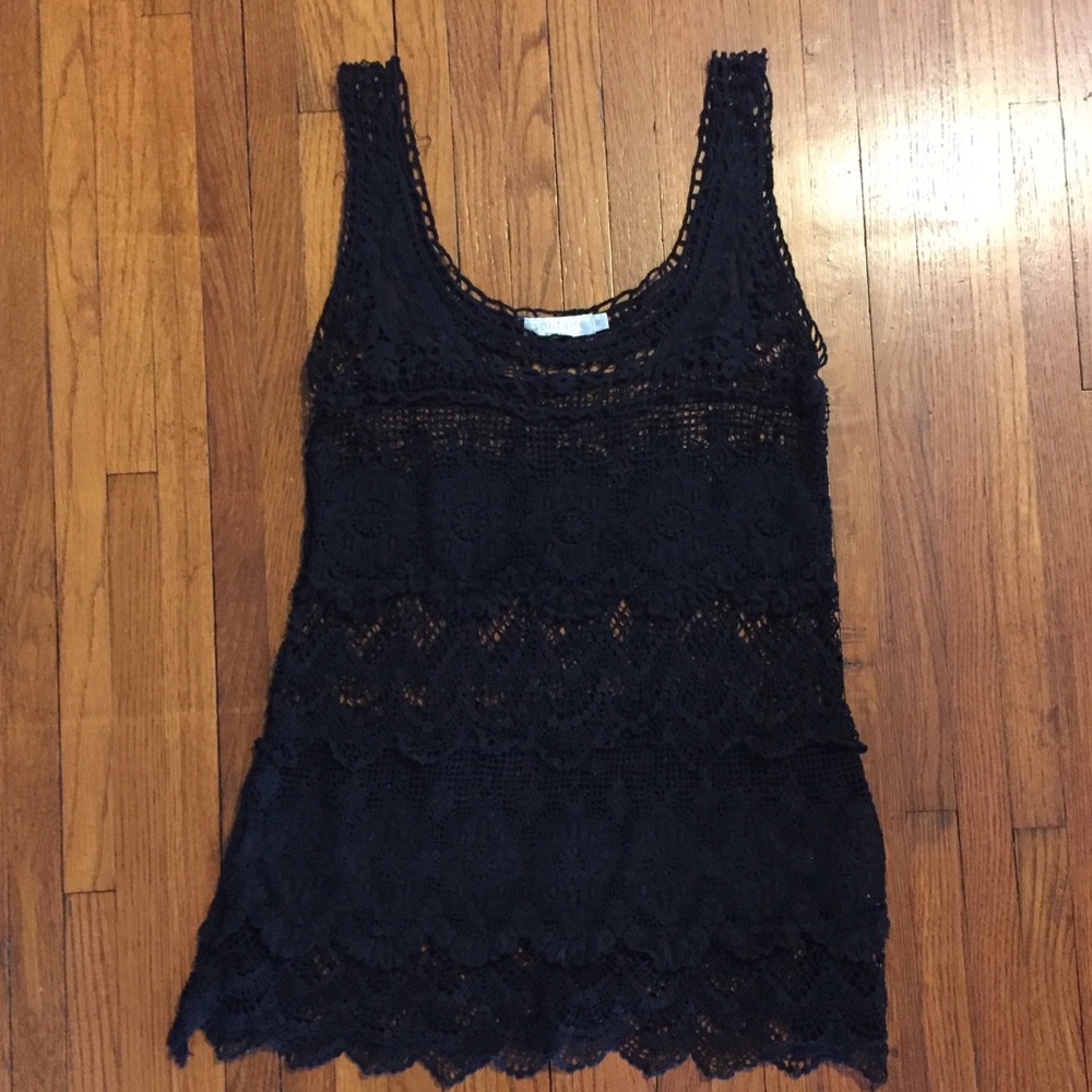 Black Crochet Tunic Tank