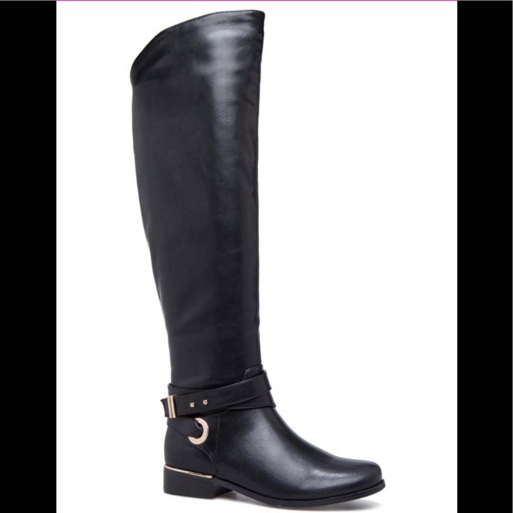 Size 7.5 NIB Shoe Dazzle Black Faux Leather Riding Boots - Picture 11 of 14