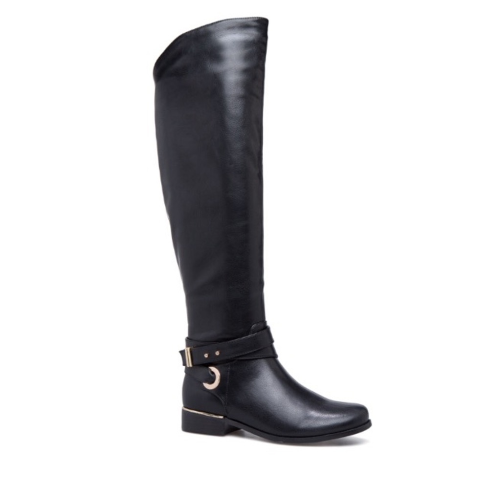 Size 7.5 NIB Shoe Dazzle Black Faux Leather Riding Boots - Picture 13 of 14