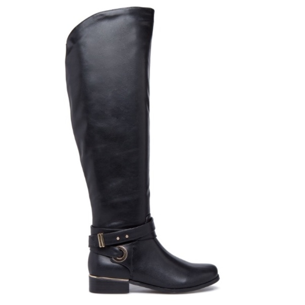Size 7.5 NIB Shoe Dazzle Black Faux Leather Riding Boots - Picture 12 of 14