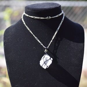 Long chunky hand made Quarts Crystal Necklace
