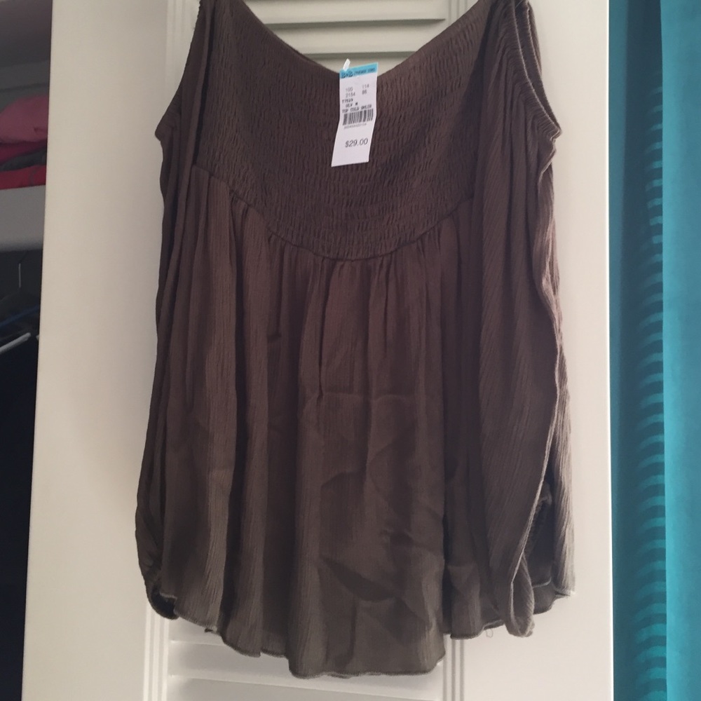 Olive green off the shoulder top