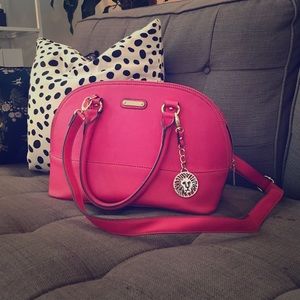 Anne Klein Pink Saffiano Dome Satchel Bag