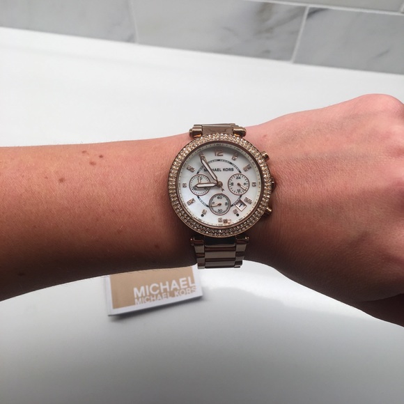 Rose Gold Crystal Embellished Michael Kors Watch - Picture 3 of 8