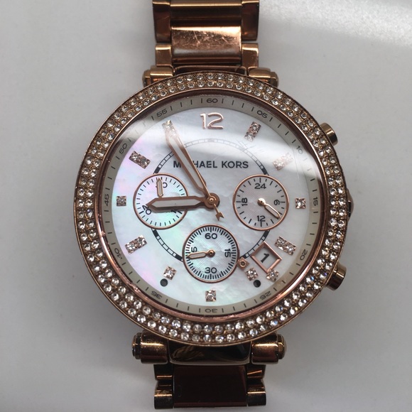 Rose Gold Crystal Embellished Michael Kors Watch - Picture 7 of 8