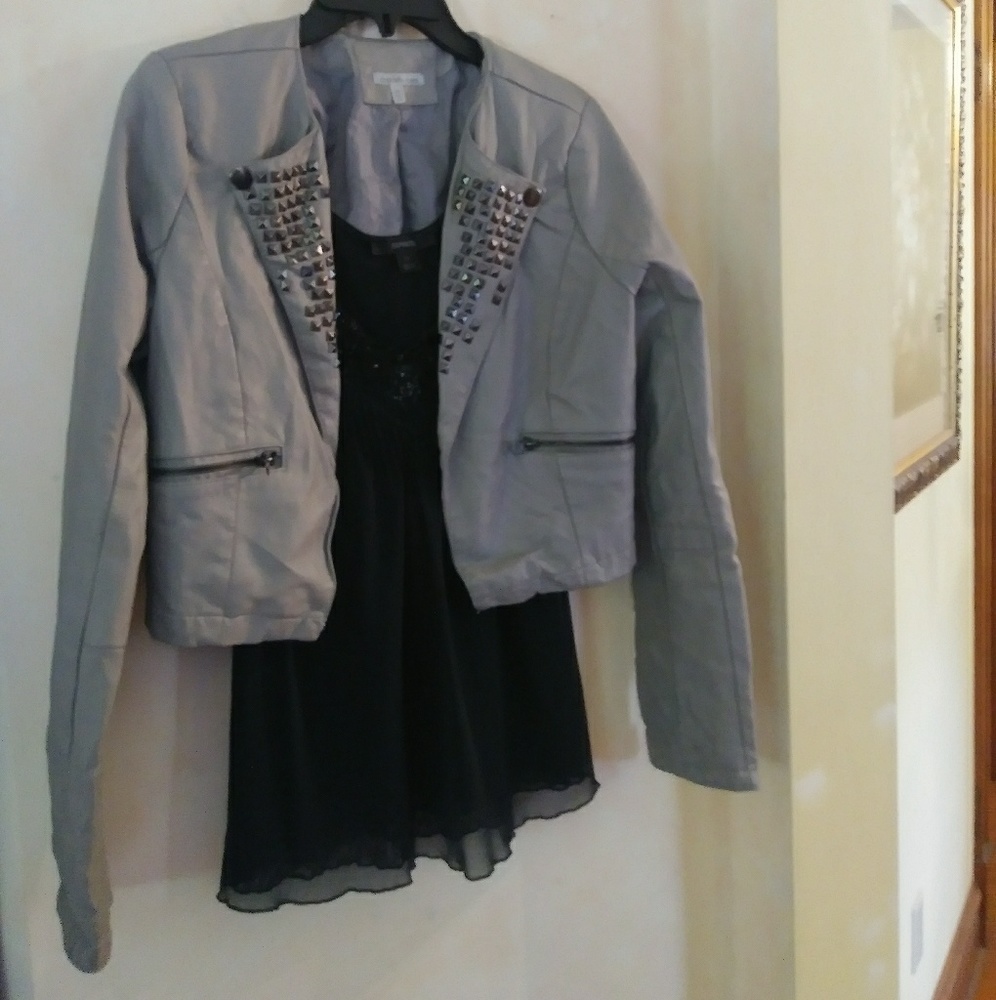 Gray studded Charlotte Russe sexy cropped jacket