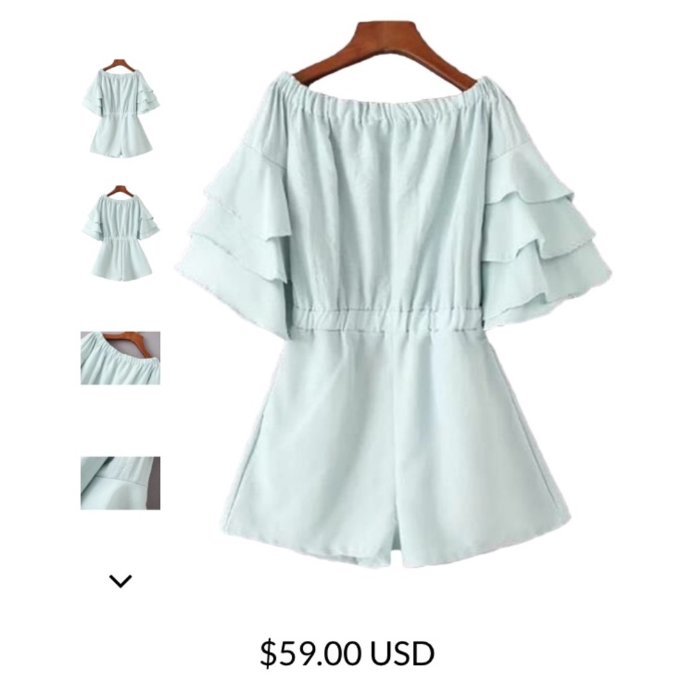 Off the shoulder ruffle romper