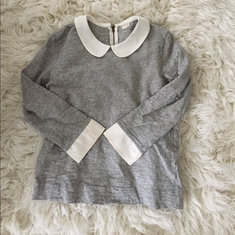 Jcrew grey Peter Pan collar sweater xs