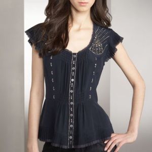 Nanette Lepore Silk Top with Crystals