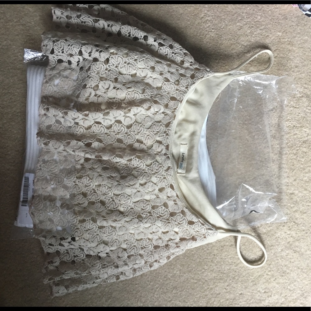 Tan colored lace crop top