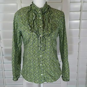 J. Crew Floral Ruffled Button Front Blouse J. Crew Floral Ruffled Button Front Blouse