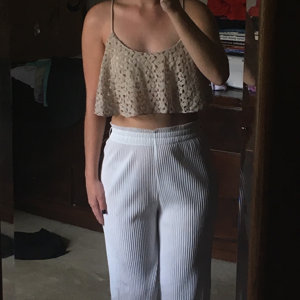 White flowy pants