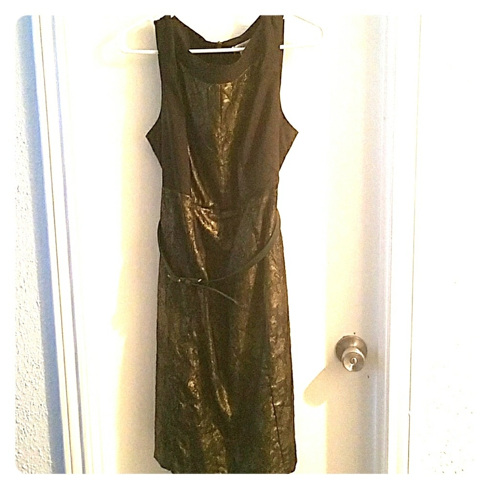 Black and gold lace dress