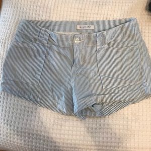 A&F blue/white striped shorts