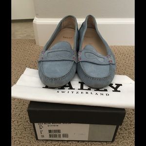 Bally Sea Blue Bovine Suede Mocs Bally Sea Blue Bovine Suede Mocs