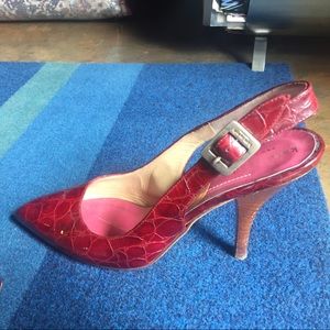 Kate Spade Red Snakeskin Slingback Heels Sz 7 Kate Spade Red Snakeskin Slingback Heels Sz 7