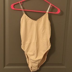 Capezio nude bodysuit w/adjustable clr straps, NWT