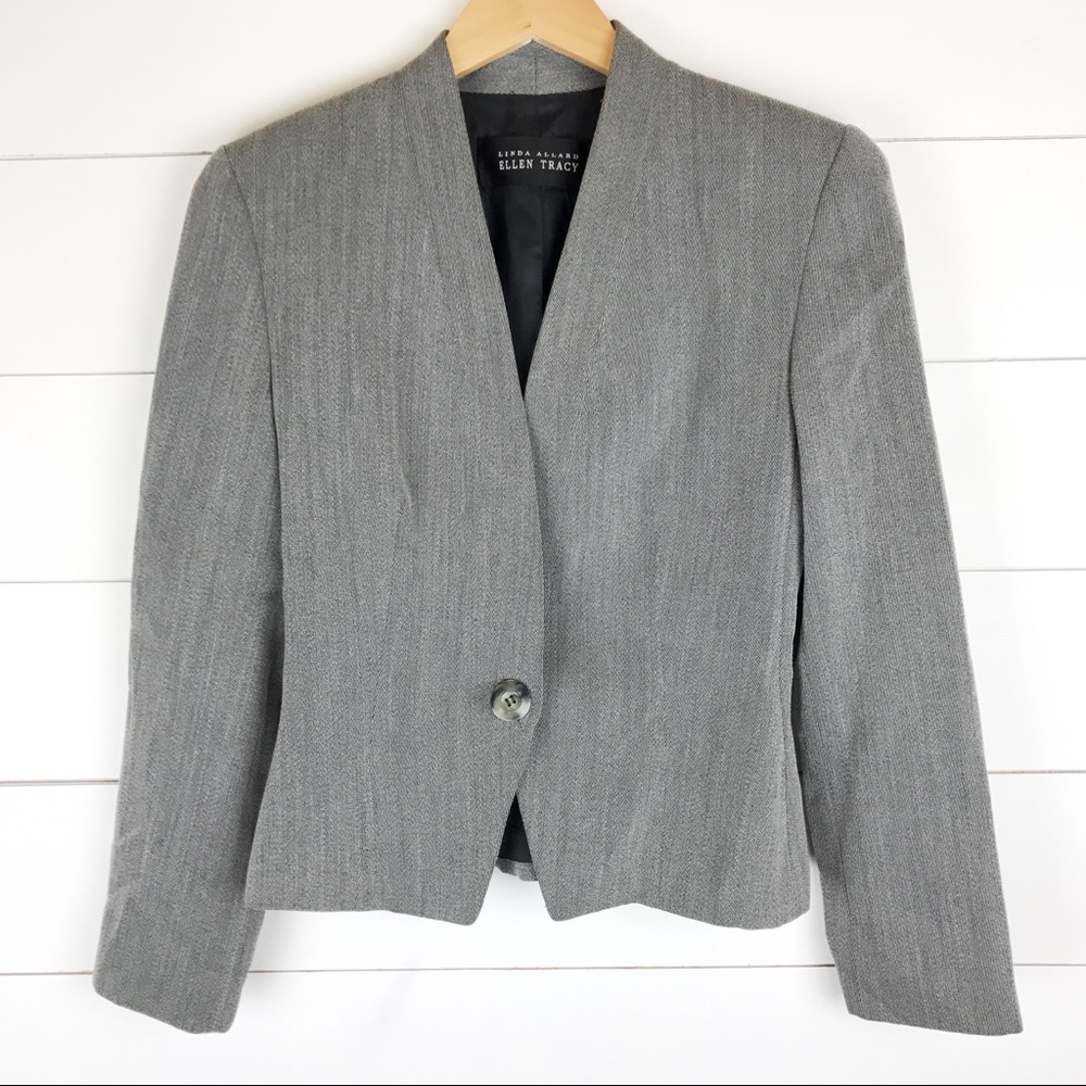 Ellen Tracy Linda Allard Gray Fitted Blazer Jacket