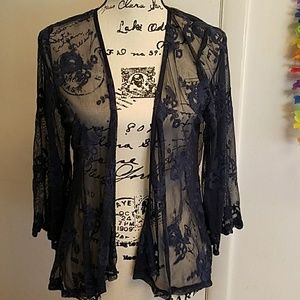 XHILARATION Navy Blue Lace Cardigan XHILARATION Navy Blue Lace Cardigan