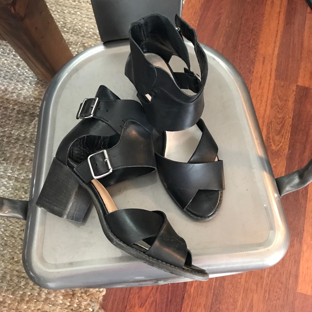 Black leather heels