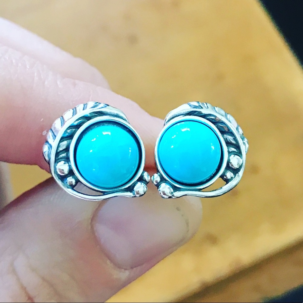 Sleeping Beauty Turquoise Silver Boho Earrings