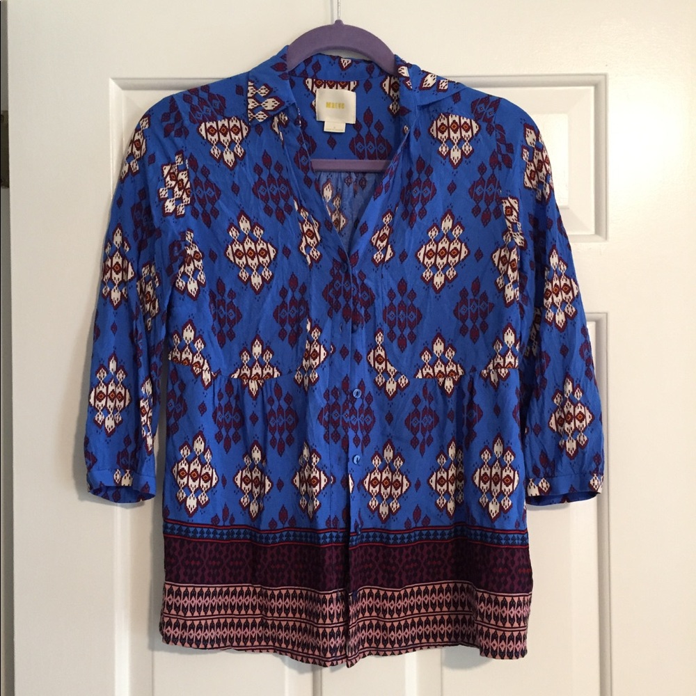 Anthropologie maeve ikat blouse size 2.