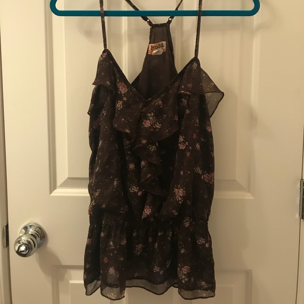 Brown Floral Mudd Tank