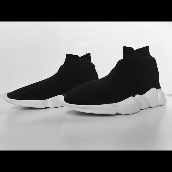 Womens Speed Trainer Flyknit Sock Sneaker BLACK - Picture 2 of 5