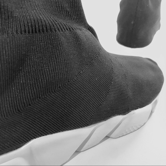 Womens Speed Trainer Flyknit Sock Sneaker BLACK - Picture 4 of 5